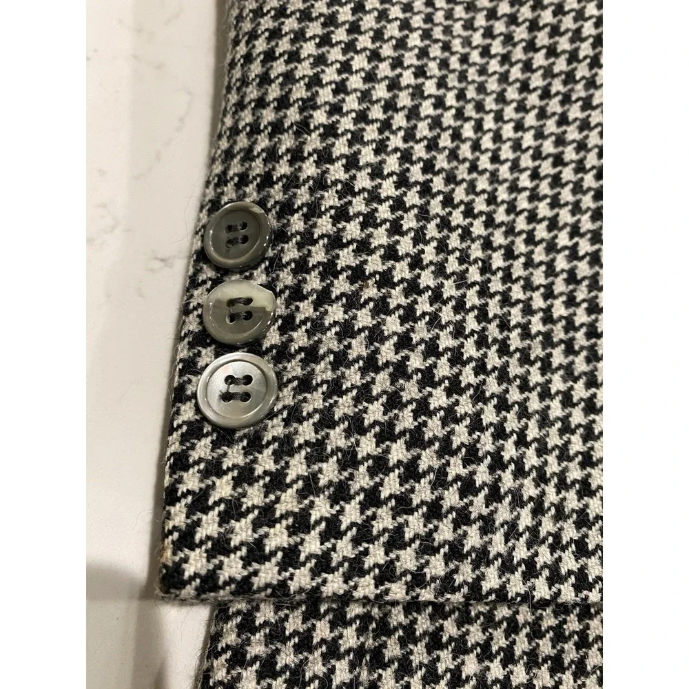 Vintage Oscar de la Renta Blazer Mens 42R Houndstooth Hand Tailored Preppy Wool
